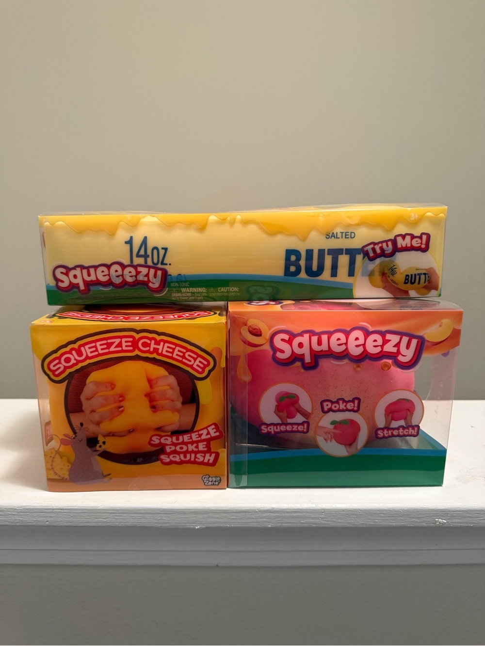 Squeeze Cheese & Squeezy Butter & Squeesy Peach Toy Set